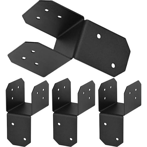 4x4 Brackets, Steel Mounts, Heavy Duty Joist Hanger for Beam Connection, Reinforced Sleeve Brace Decks, Fences, and Rafters, Log Cabin, Backyard, Roof Framing Projects, Black (1/5)