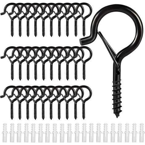 Crochet a visser vis inox a piton à crochet, Crochets à visser, Crochets de plafond en métal extérieur(30pcs) (1/4)