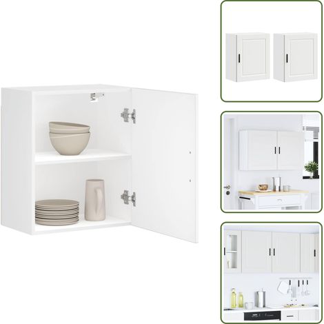 Armadi in legno - vidaXL Pensili da Cucina 2 pz Porto Bianco in Legno Multistrato - Armadi multistrato
