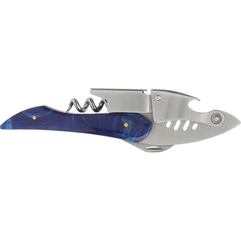 Ouvre-bouteille requin multifonctionnel, léger et portable, avec poignée en résine et en acier inoxydable, pour bouteilles de vin et de bière (bleu). (1/5)