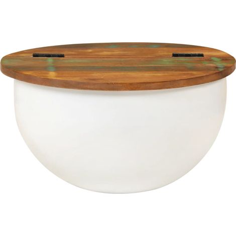 Maison Exclusive - Tavolino da Salotto Bianco 50x27 cm Legno Massello di Recupero (1/5)