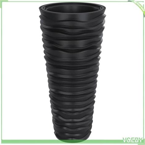 Jardinière - FAFEICY - 364690 - Anthracite - Aspect rainuré - Intérieur plastique amovible (1/5)