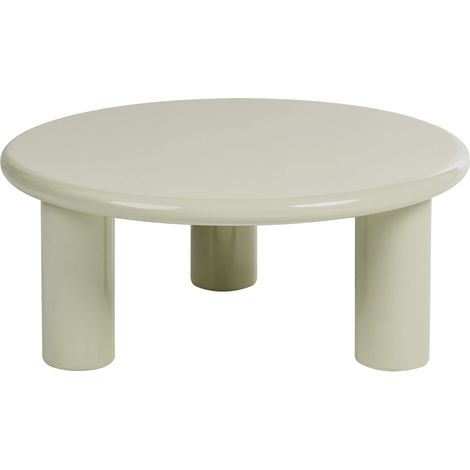 Coffee Table Olive Green MDF Glossy Finish Round Smooth Top ø 80 cm Modern Scandinavian Design Living Room ITASCA (1/5)
