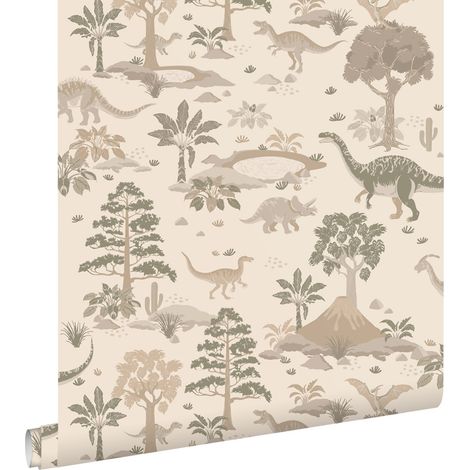 papier peint dinosaures beige clair - ESTAhome (1/5)