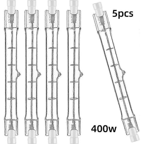 Lot de 5 ampoules halogènes R7s 118 mm 400 W 220/240 V. dimmables. culot J118. spot linéaire pour usage intérieur et extérieur (1/5)