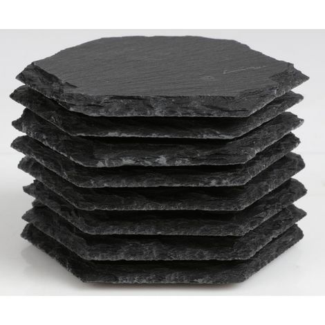 8x Glasuntersetzer Schieferplatten Schiefern Geschirr Service Gedeck Gläser Set (1/5)