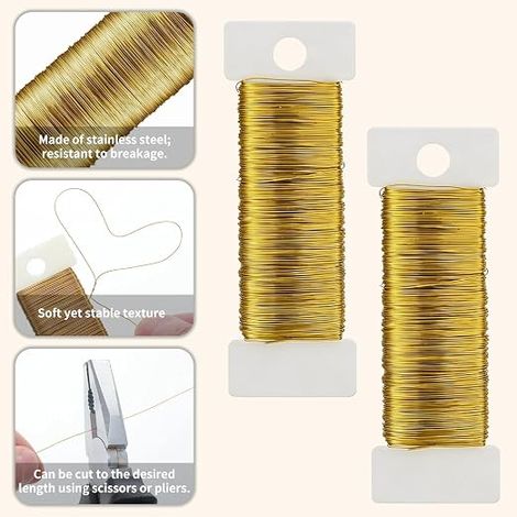 Flexible Pliable Fil Aluminium Doré,Fil D'artisanat en Aluminium,0.3 mm Fil De Fer Souple Loisir Creatif,Fil de Fer Doré,Fil à Bijoux en Fer Chromé pour DIY De Bijoux,Modelage,Création De Fleurs (1/3)