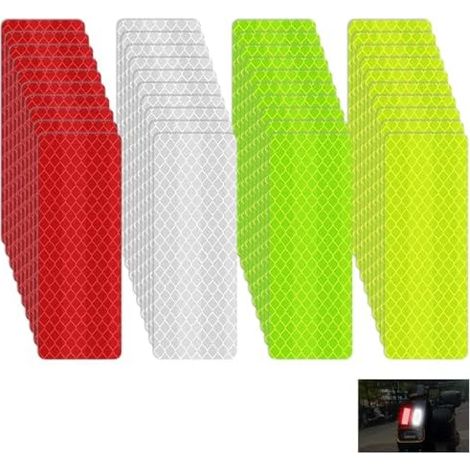 40 Pièces Autocollants Réfléchissants,Autocollant Reflechissant Bande d'avertissement,Bande Reflechissante Autocollante,Imperméables,pour Vélo, Voiture, Casque, Poussette, Moto