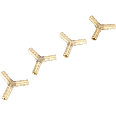 4pcs 8mm Connecteur Barbelé en Y en Laiton à 3 Voies, Raccord en T pour Jointure Raccord Air Gaz Eau (1/4)