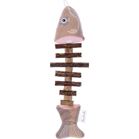 Gioco in stoffa imbottito con matatabi per gatti modello lisca di pesce set 3 pezzi