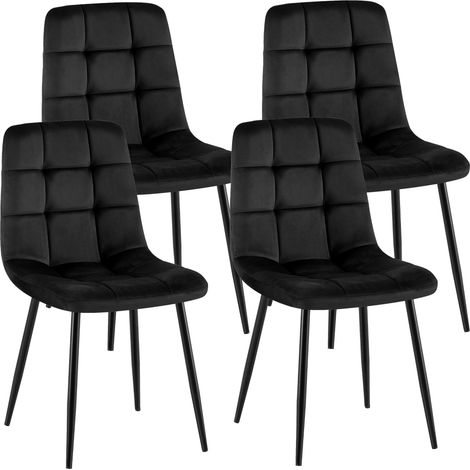 4er Set Esszimmerstühle Antibes Samt schwarz (1/5)