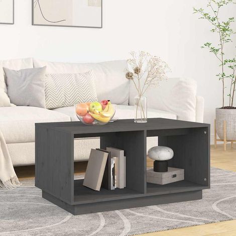 vidaXL Table basse Gris 80x50x40 cm Bois massif de pin (1/5)