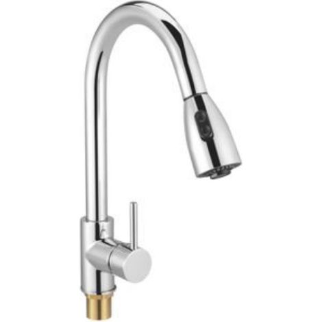 Robinet de cuisine, mitigeur de cuisine, en acier inoxydable à 360°, robinet d'évier à arc élevé, robinet de cuisine pivotant (1/2)