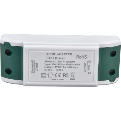 LED-Treiber 12V DC 24W 2A LED-Netztransformator für LED-Streifen und Schrankleuchten AC100–240V (1/5)