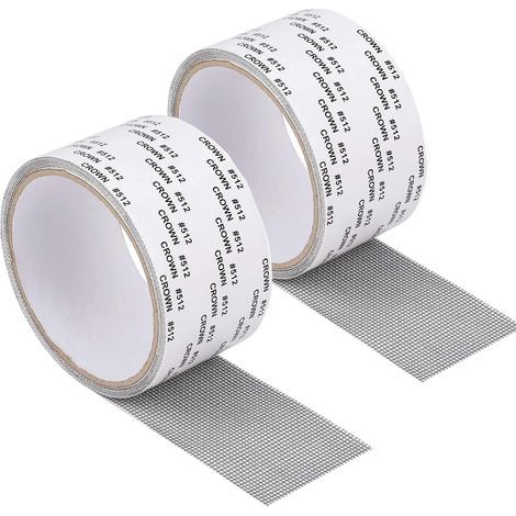 2M x 5CM Kit Reparation Moustiquaire Ruban Adhesif Reparation Moustiquaire 2Pcs Patch Ruban de Réparation Adhésif en Fibre de Verre Réparation de Fenêtre Moustiquaire Réparation de Fenêtre Kit (Noir) (1/5)
