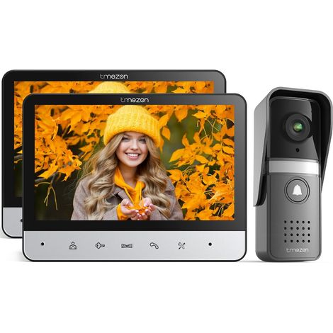 Visiophone Connecté 4 Fils Kit avec 2 moniteurs 7", V20 Interphone Vidéo Filaire,Portier Vidéo pour Une Famille,Platine de Rue, Sonnette de Camera (1/5)