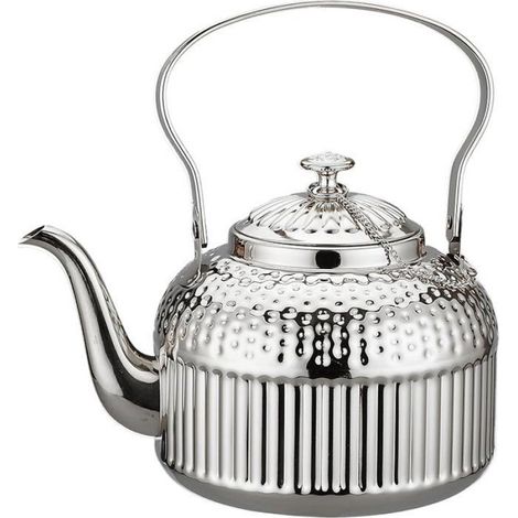 Théière acier inoxydable 1500ml, infuseur style rétro argent CAFETIERE