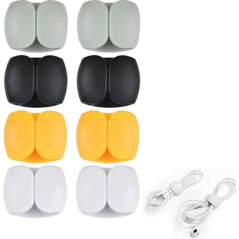 Attaches-câbles - Lot de 8 - Organisateur de câbles - Organisateur de bureau - Pince - Clips - Maison et bureau-AquaForge (1/4)