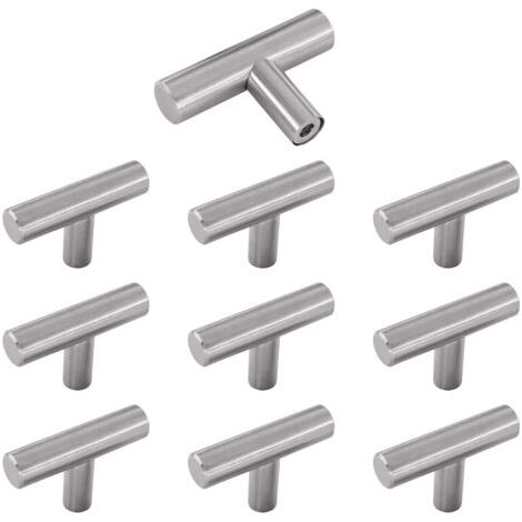 Boutons de meubles, lot de 10 poignées de placard en acier inoxydable, poignées de meubles de cuisine vintage argentées avec vis pour commode, armoire (1/5)