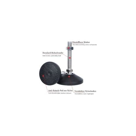 Set di 4 piedini regolabili M10 x 50 mm - Viti di regolazione - Piedini per mobili - Portanti - Piedini regolabili - Viti di regolazione - Piedini regolabili - Inclinazione massima di 20° (4 pezzi M10