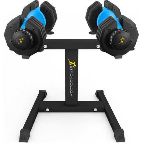 Strongology Urban25 Blue Adjustable Dumbbell Pair with Free Durable Steel Adjustable Urban25 Dumbbell Floor Stand (1/4)