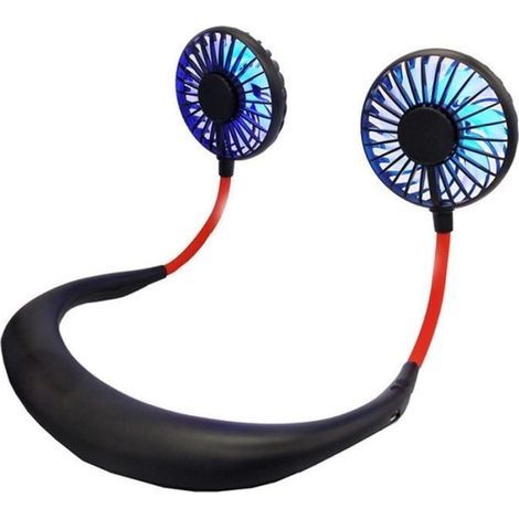 Ventilateur portable mini, rechargeable via USB, 3 vitesses, double tête (1/4)