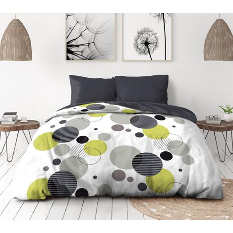 Parure de Couette 240x260 cm Housse imprimée + taie Douce, légère et Facile d'entretien Motifs Bulles de rêve (1/5)