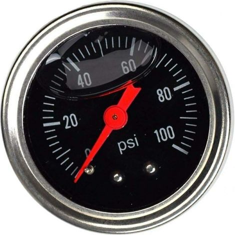 Manómetro regulador de presión de combustible universal ajustable negro de 0-100 psi, cromado líquido. (1/5)
