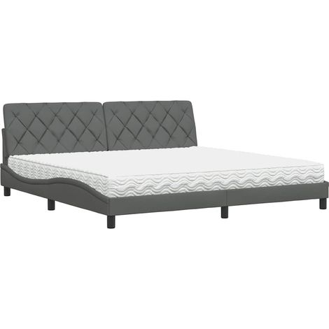Bett mit Matratze Dunkelgrau 200x200 cm Stoff vidaXL (1/5)