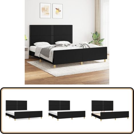 Bettgestell ohne Matratze Schwarz 180x200 cm Stoff - Bettsofa - Boxspringbetten - Doppelbett - Lattenrost - Schlafzimmermöbel