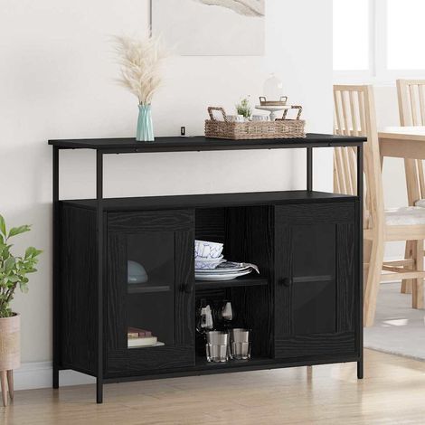 Buffet-Meuble de rangement Chêne noir 100 x 35 x 80 cm Bois d'ingénierie 421928 (1/5)