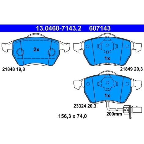 Kit de plaquettes de frein, frein à disque ATE 13.0460-7143.2 FORD 1133445