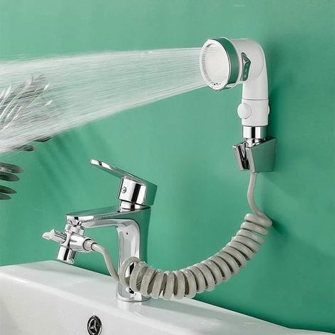 Ensemble Pommeau Douche pour Lavabo, Douchette de Salle de Bain, Tuyau Télescopique,pour Laver les Cheveux ou Nettoyer le Lavabo (1/4)