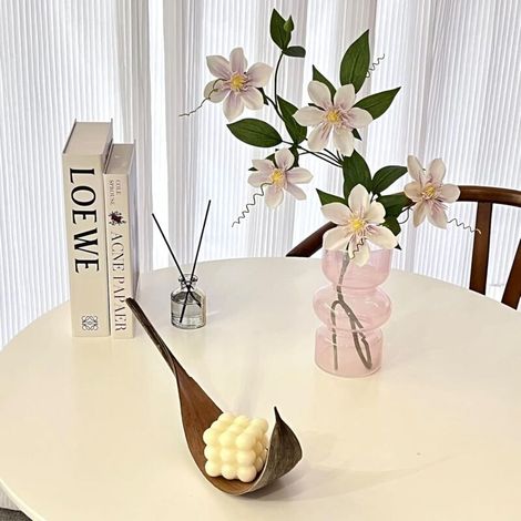 Vaso idroponico Bardusch in vetro rosa trasparente, vaso decorativo da interno a tre strati, design geometrico moderno. (1/4)