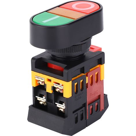 Interrupteur à double bouton-poussoir APBB-22/25N avec voyant LED, interrupteur momentané NoNC (220 V CA)