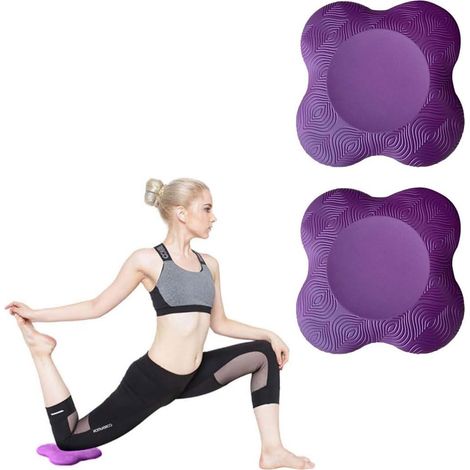 Protege Genoux,Protege Genoux,Tapis de Yoga antidérapant,Tapis de Support Plat épais, genouillère, coudière Portable, Coussinet de Roue Abdominale (2 pièce Violet) (1/5)