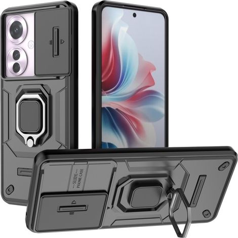 Étui pour Oppo Reno 11F 5G, avec béquille et objectif pour appareil photo, noir (1/5)