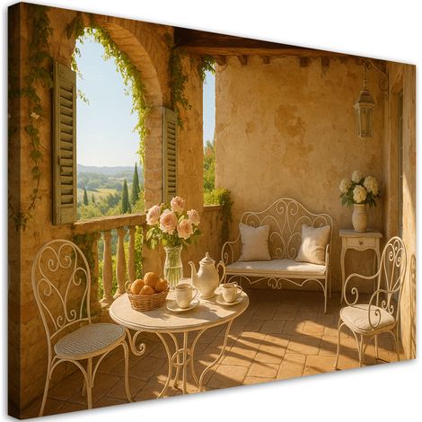 Wandbild Blick von der Terrasse Shabby Chic 60x40 cm