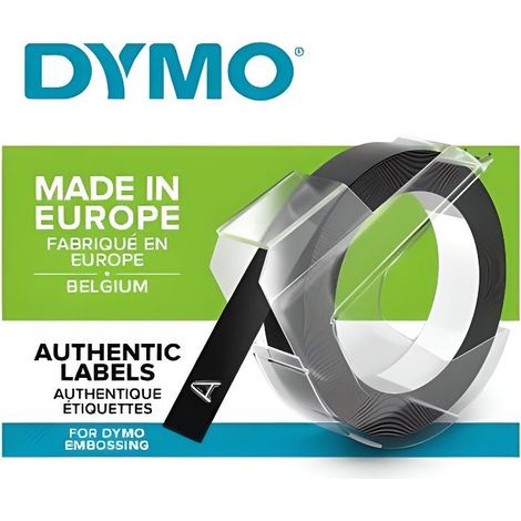 Dymo rubans 3D en blister, finition brillante, 9mm x 3m, Noir