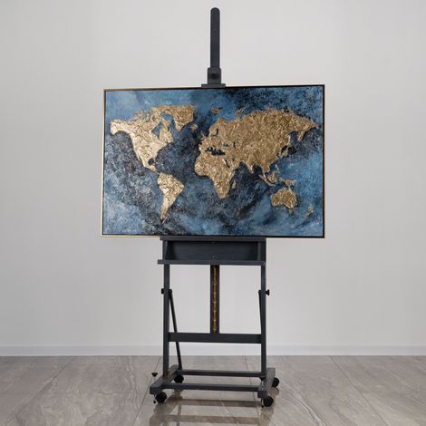 Gemälde Magische Karte Rahmen Schwarz-Gold 120x80 cm (1/5)