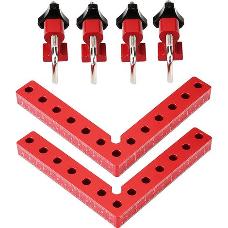 Lot de 2 Equerre en forme L fixation charpentier règle carrée outil de travail du bois - 120mm Jmax (1/5)