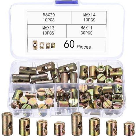 M6 Slotted Furniture Cylinder Nuts 0.433/0.512/0.787/24mm