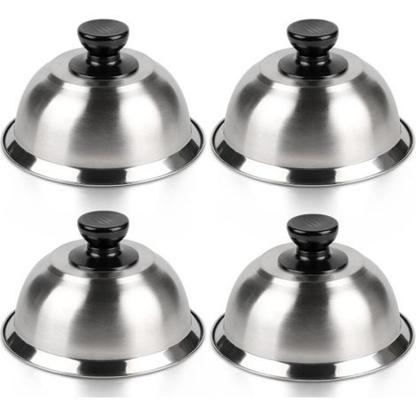 4 Pièces Cloche de Cuisson, Cloche Hamburger, Cloches à Hamburger en Acier Inoxydable avec Tournevis, pour Hamburger pour Cheeseburger Cloche à Fondre Châteaux Hamburgers (16 x 6.6 cm)