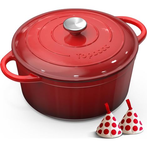 Dutch Oven Enamelled Cast Iron Dutch Oven, 26 cm Dutch Oven, Red (1/5)