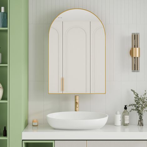 meuble rangement mural miroir arche metal dore OKMYHOME (1/5)