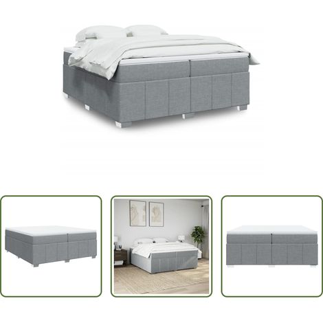 Matratze - Boxspringbett mit Matratze Hellgrau 200x200 cm Stoff (1/5)