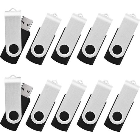 Lot de 10 clés USB 8 Go, USB 2.0, pivotantes, noires (1/5)