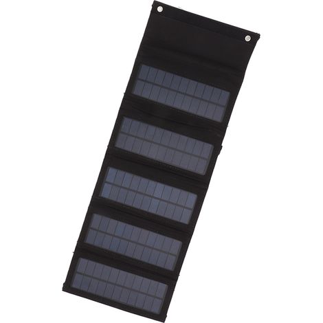 50W Sac Étui 5 Panneaux Photovoltaïques Pliants Silicium Monocristallin Transportable Plein Air Secours Noir (1/5)