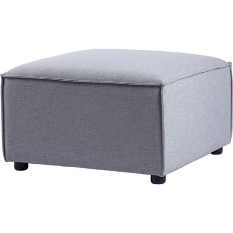 Grey Modular Ottoman Pouffe With Solid Wood Legs Foot Stool (1/5)
