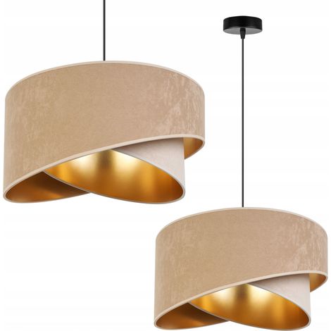 LAMPADA A SOSPENSIONE LAMPADARIO DA SOFFITTO PARALUME IN VELLUTO DORATO (1/5)